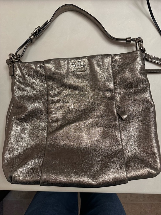 Coach Handbags - Coach Madison Metallic Pewter Pebbled Leather Crossbody